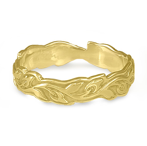 Narrow Borderless Flores Wedding Ring in 18K Yellow Gold