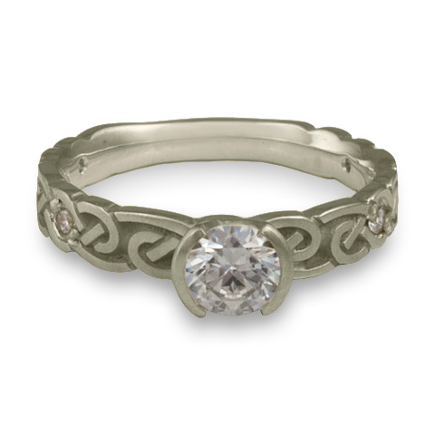 Narrow Borderless Infinity Engagement Ring with Gems in 14K White Gold