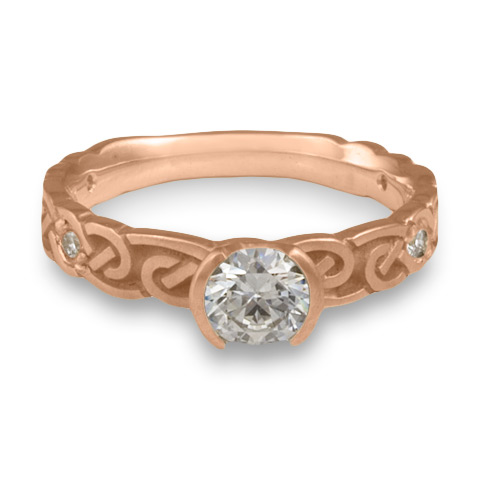 Narrow Borderless Infinity Engagement Ring with Gems in 18K Rose Gold