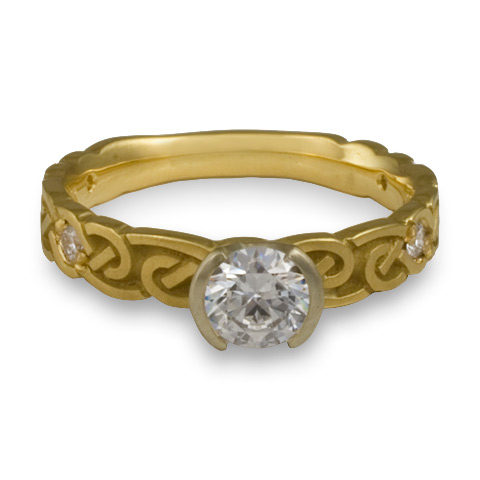 Narrow Borderless Infinity Engagement Ring with Gems in 18K Yellow Gold