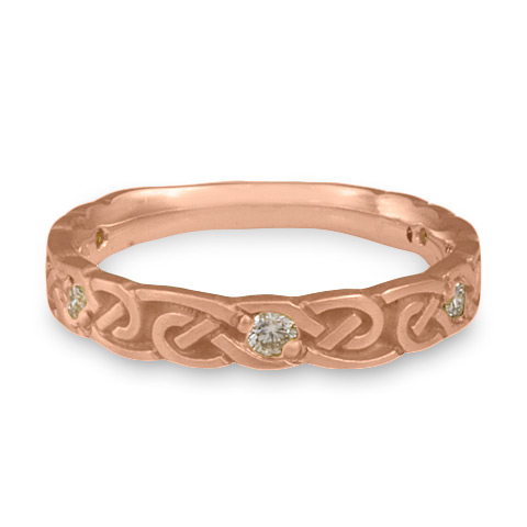 Narrow Borderless Infinity Wedding Ring with Gems in 14K Rose Gold