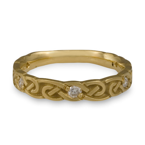 Narrow Borderless Infinity Wedding Ring with Gems in 14K Yellow Gold