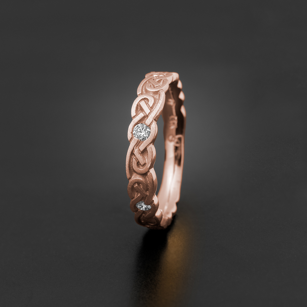 Narrow Borderless Infinity Wedding Ring with Gems in