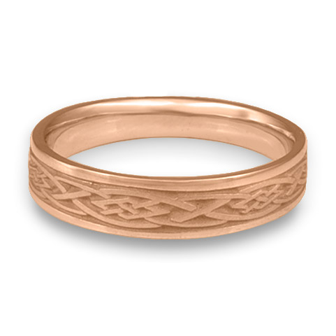 Narrow Celtic Diamond Wedding Ring in 18K Rose Gold