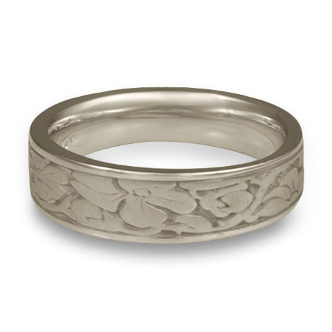 Narrow Cherry Blossom Wedding Ring in 14K White Gold