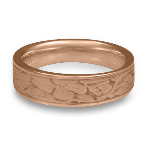 Narrow Cherry Blossom Wedding Ring in 18K Rose Gold