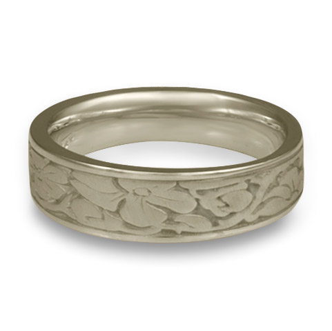 Narrow Cherry Blossom Wedding Ring in 18K White Gold