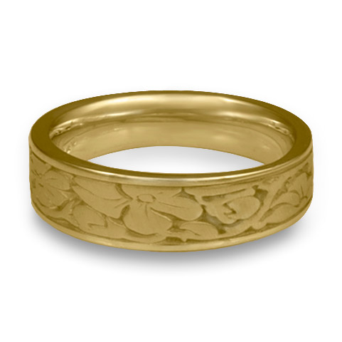 Narrow Cherry Blossom Wedding Ring in 18K Yellow Gold