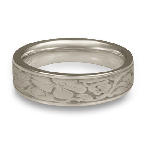Narrow Cherry Blossom Wedding Ring in Platinum