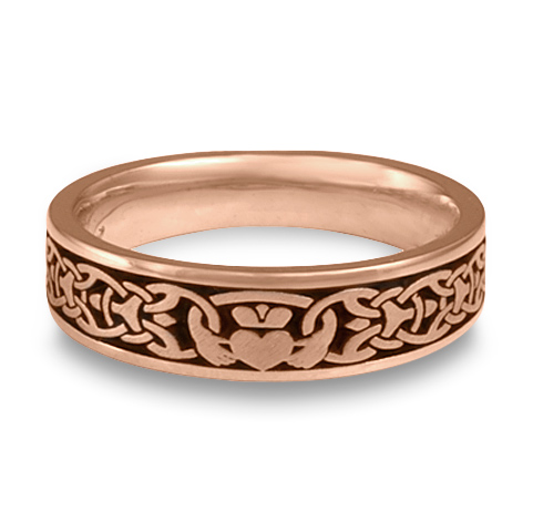 Narrow Claddagh Wedding Ring in 18K Rose Gold