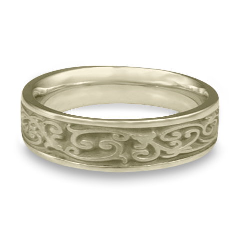 Narrow Continuous Garden Gate Wedding Ring in 18K White Gold
