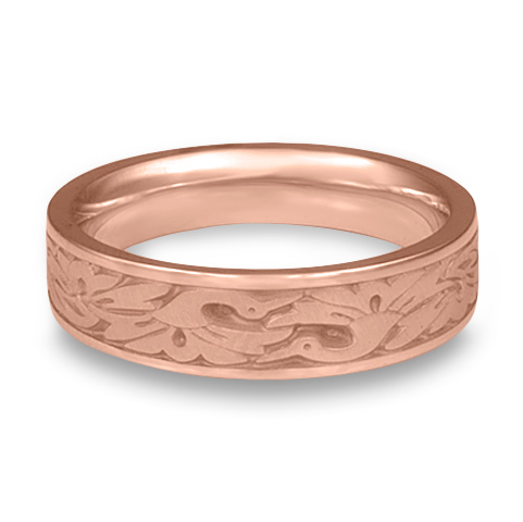 Narrow Cranes Wedding Ring in 14K Rose Gold