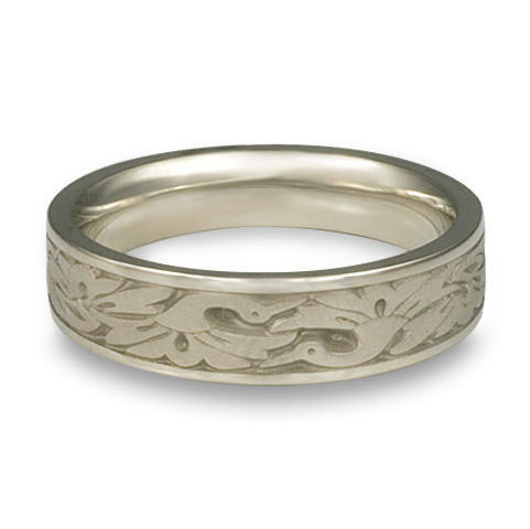 Narrow Cranes Wedding Ring in 14K White Gold