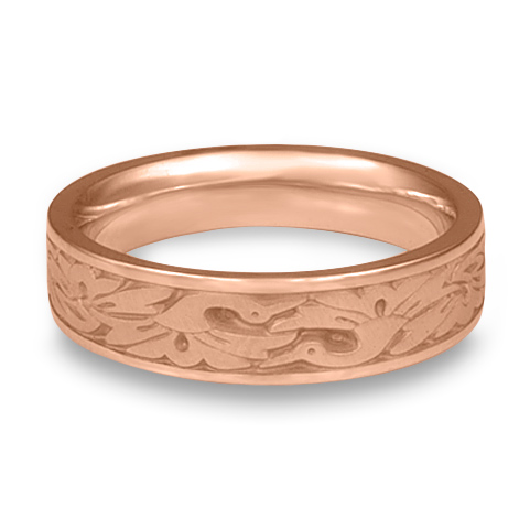 Narrow Cranes Wedding Ring in 18K Rose Gold