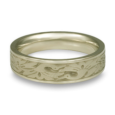 Narrow Cranes Wedding Ring in 18K White Gold