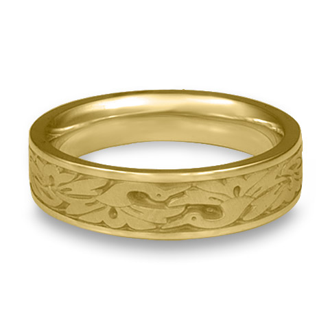 Narrow Cranes Wedding Ring in 18K Yellow Gold