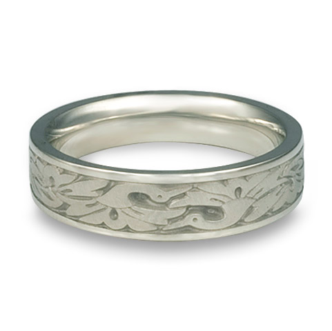 Narrow Cranes Wedding Ring in Platinum