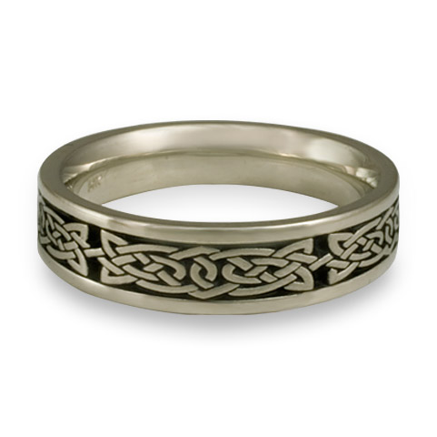 Narrow Galway Bay Wedding Ring in 14K White Gold With Antique