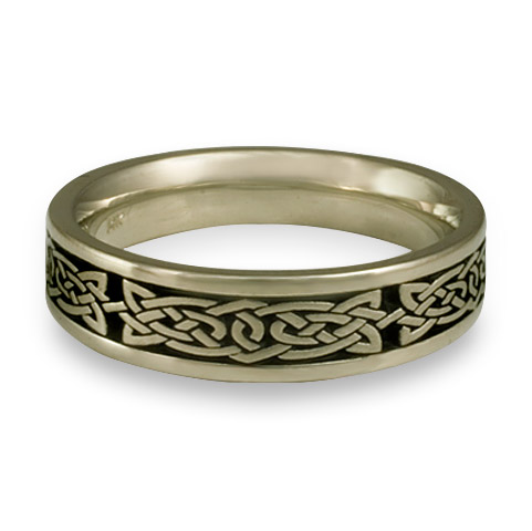 Narrow Galway Bay Wedding Ring in 18K White Gold With Antique