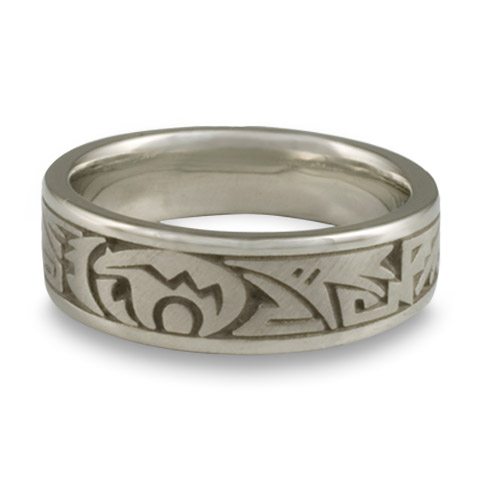 Narrow Heartline Bear Wedding Ring in Stainless Steel