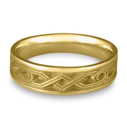 Narrow Hugs and Kisses Wedding Ring in 18K Yellow Gold