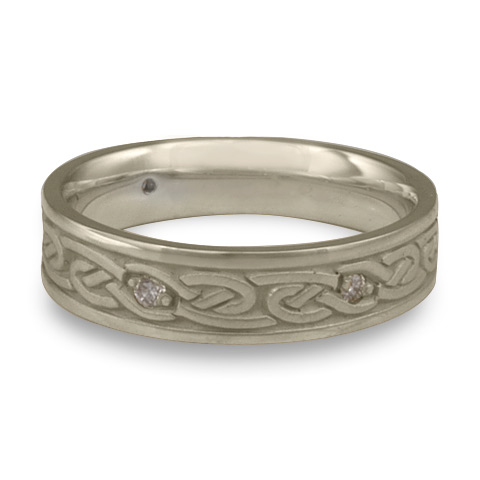 Narrow Infinity Wedding Ring with Gems in 14K White Gold