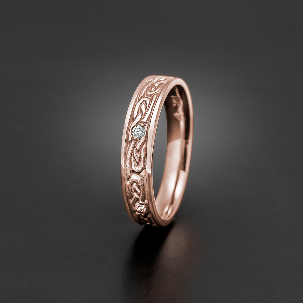 Narrow Infinity Wedding Ring with Gems in