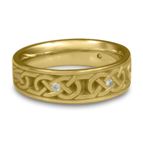 Narrow Love Knot Wedding Ring with Gems in 18K Yellow Gold