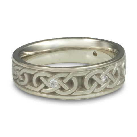 Narrow Love Knot Wedding Ring with Gems in Platinum