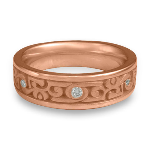 Narrow Luna Wedding Ring with Gems in 18K Rose Gold