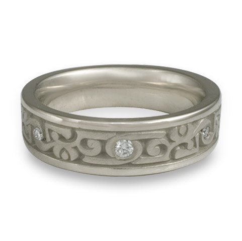 Narrow Luna Wedding Ring with Gems in Platinum