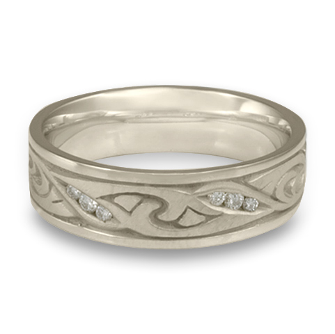 Narrow Papyrus Wedding Ring with Gems in Platinum