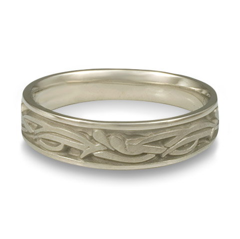 Narrow Paradise Flower Wedding Ring in 14K White Gold