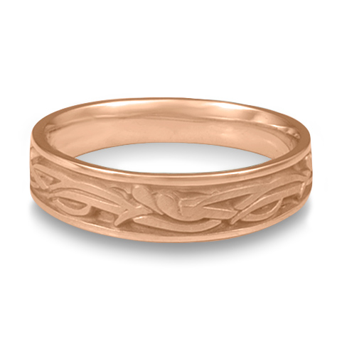 Narrow Paradise Flower Wedding Ring in 18K Rose Gold