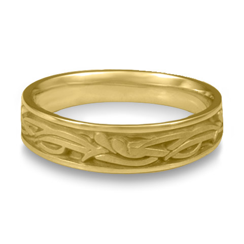 Narrow Paradise Flower Wedding Ring in 18K Yellow Gold