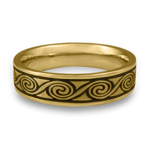 Narrow Rolling Moon Wedding Ring in 18K Yellow Gold With Antique