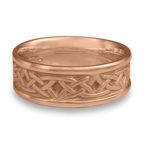 Narrow Self Bordered Celtic Arches Wedding Ring in 14K Rose Gold