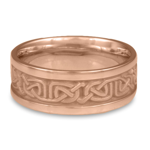 Narrow Self Bordered Labyrinth Wedding Ring in 14K Rose Gold