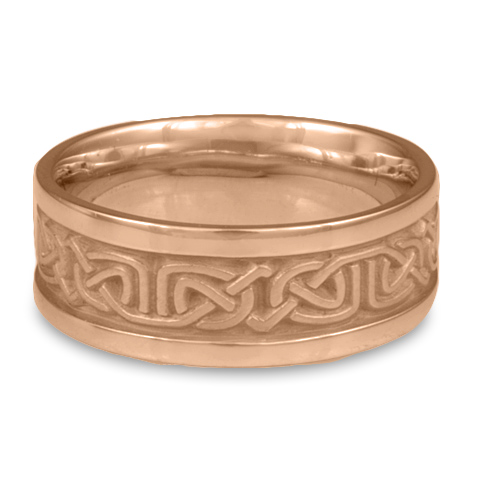 Narrow Self Bordered Labyrinth Wedding Ring in 18K Rose Gold