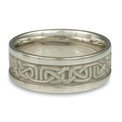 Narrow Self Bordered Labyrinth Wedding Ring in Platinum