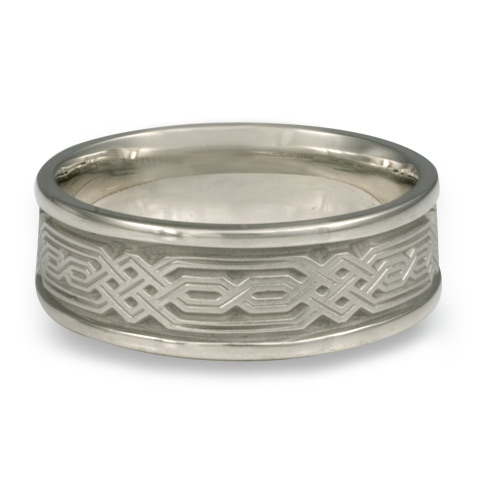 Narrow Self Bordered Persian Wedding Ring in Platinum