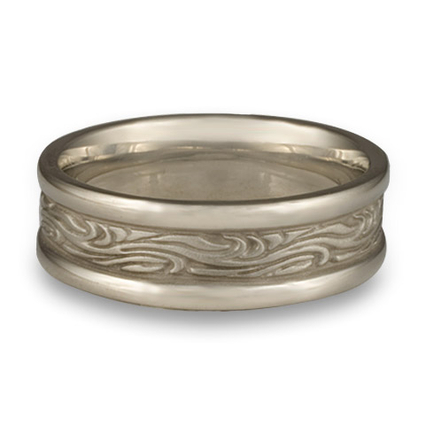 Narrow Self Bordered Starry Night Wedding Ring in 14K White Gold