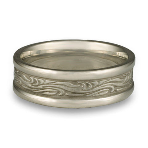 Narrow Self Bordered Starry Night Wedding Ring in Platinum