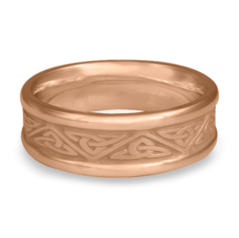 Narrow Self Bordered Trinity Knot Wedding Ring in 18K Rose Gold