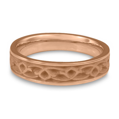 Narrow Water Lilies Wedding Ring in 18K Rose Gold