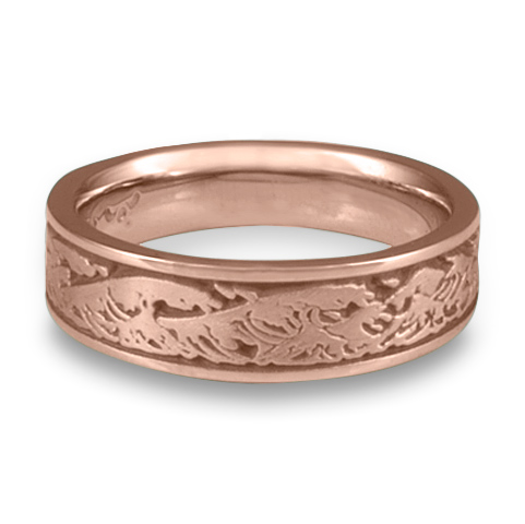 Narrow Wave Wedding Ring in 14K Rose Gold