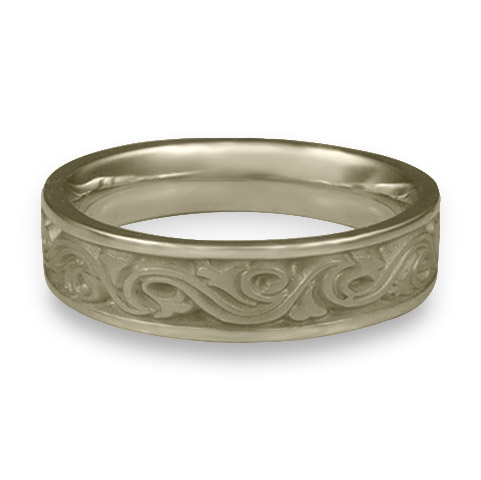 Narrow Wind and Waves Wedding Ring in 18K White Gold