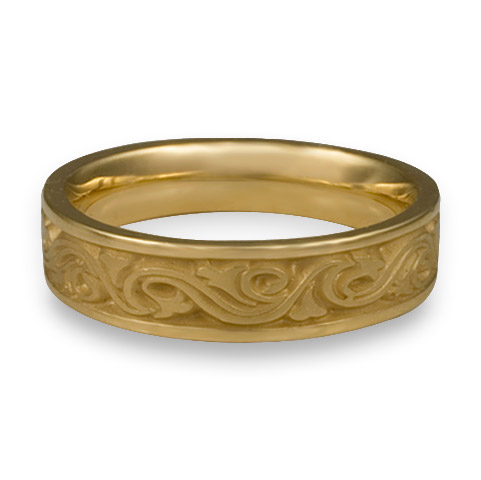 Narrow Wind and Waves Wedding Ring in 18K Yellow Gold