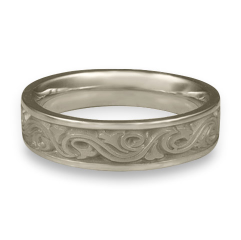Narrow Wind and Waves Wedding Ring in Platinum