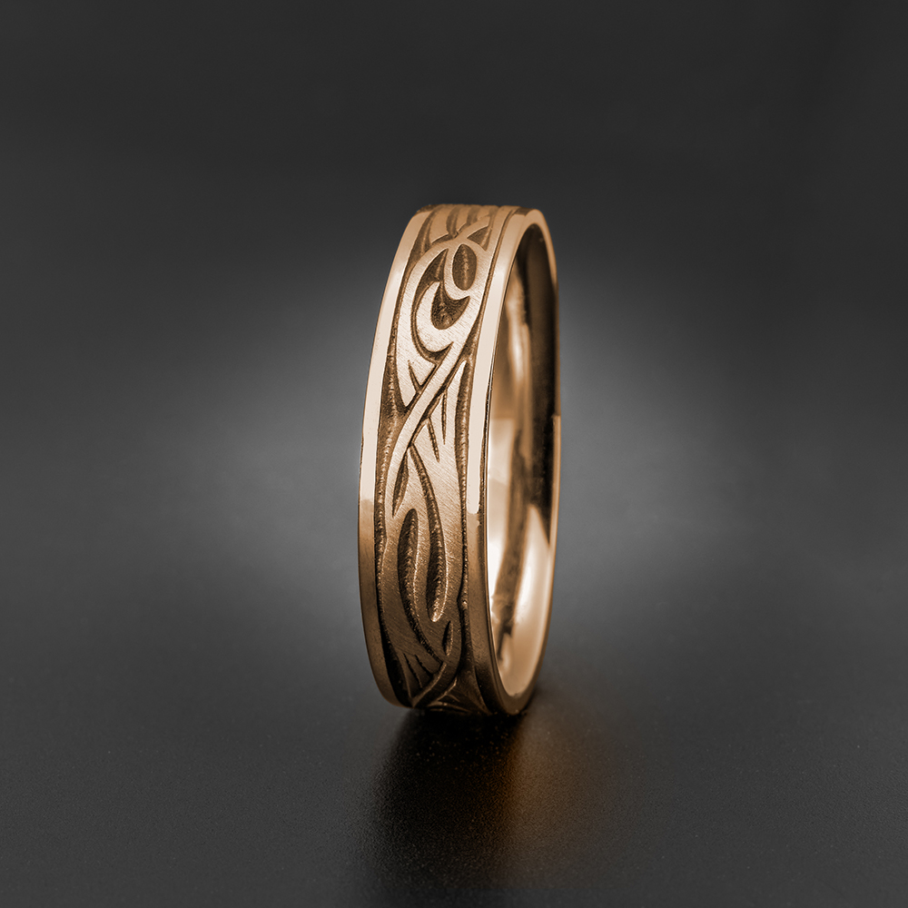 Narrow Yin Yang Wedding Ring in 18K Rose Gold